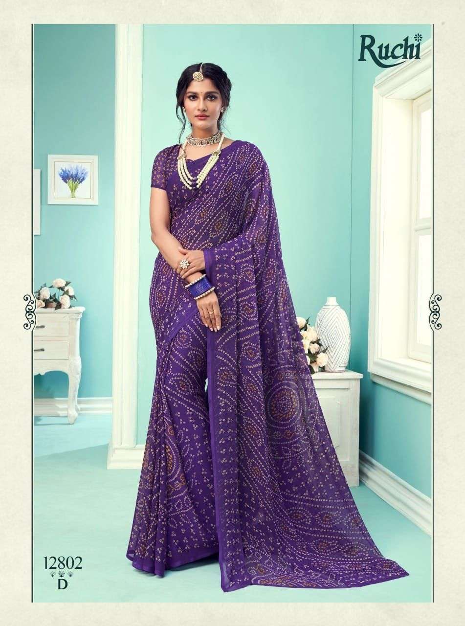 ruchi star chiffon 67 edition series 12801-12804 chiffon bandhani saree
