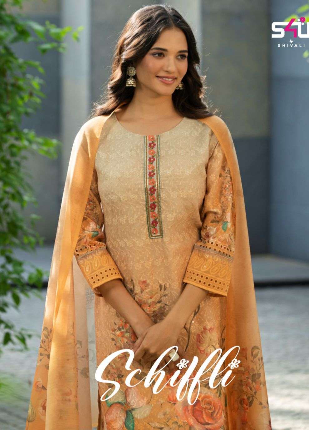 s4u shivali schiffli series 01-05 Cotton readymade suit 