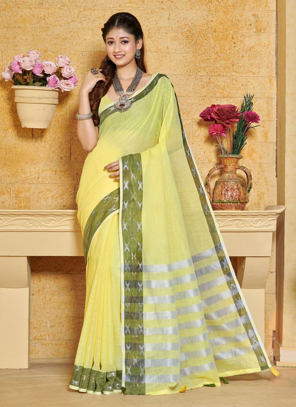 sangam prints aarushi series 10079-10084 linen saree