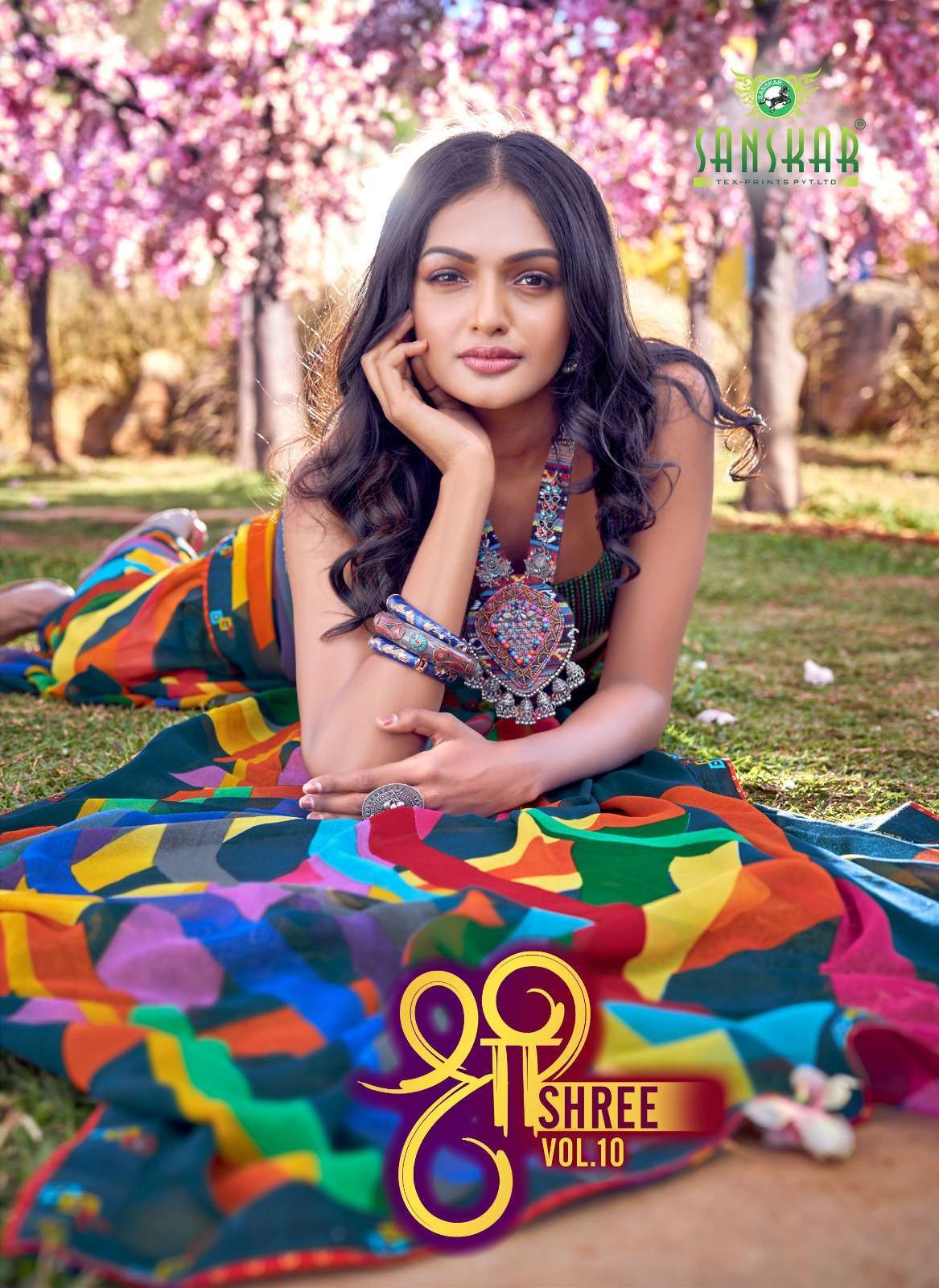 sanskar tex shree vol 10 series 22471-22482 Bember Georgette saree