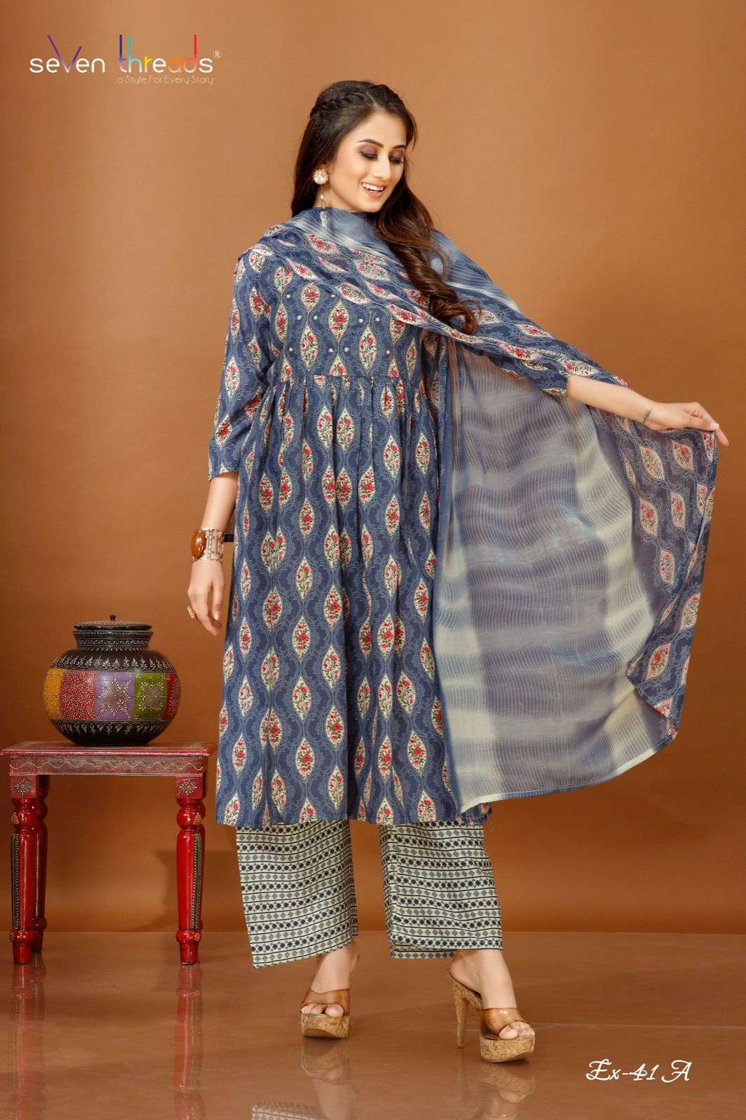 seven threads 41-42 elegant rich cotton readymade suit 