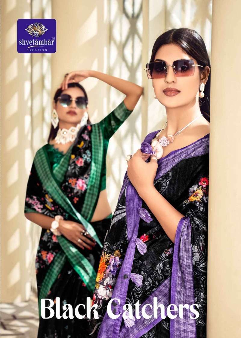 shvetambar creation black catchers fancy saree