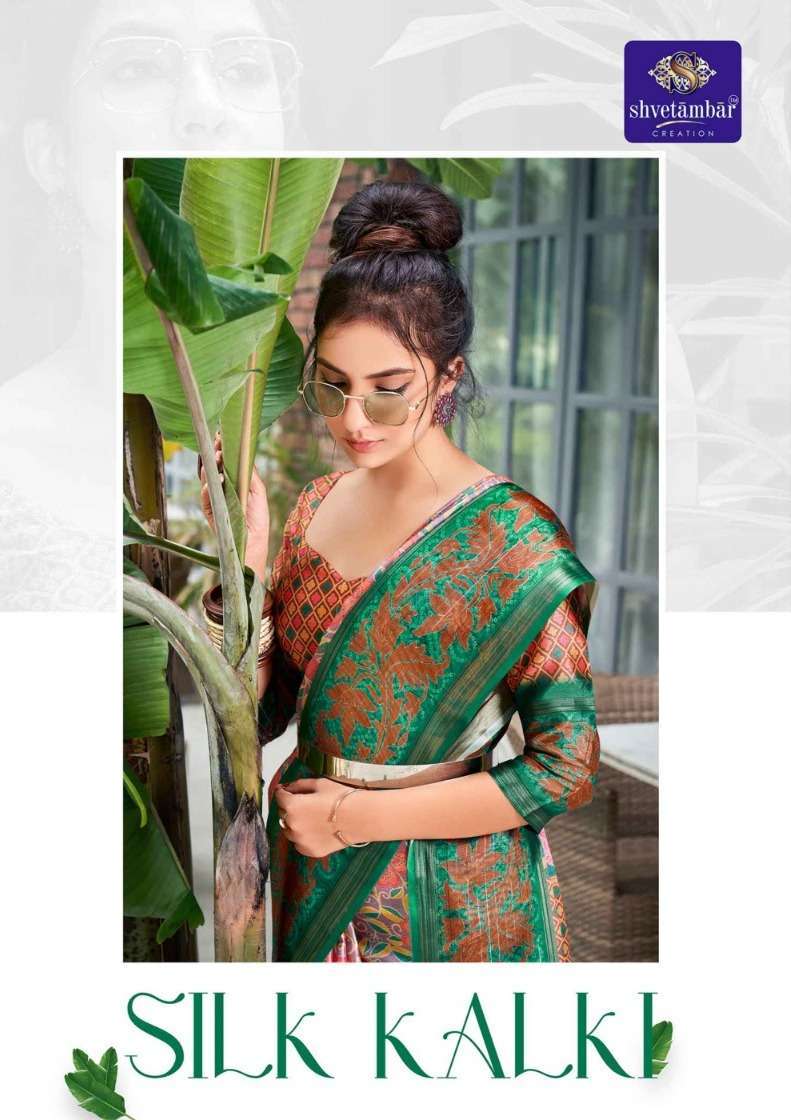 shvetambar silk kalki silk printed saree
