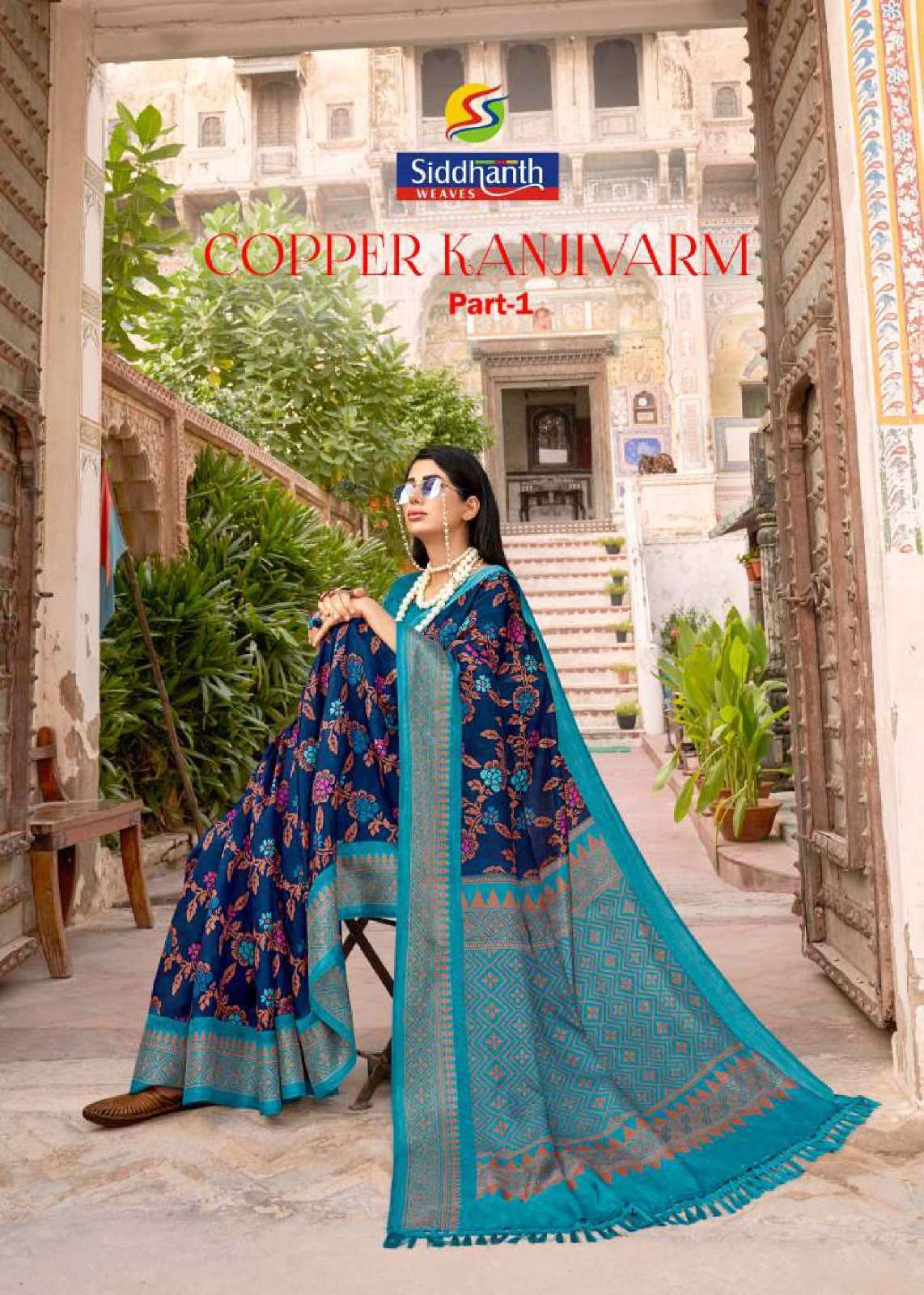 siddhanth weaves copper kanjivaram series 38001-38008 Cotton Base saree