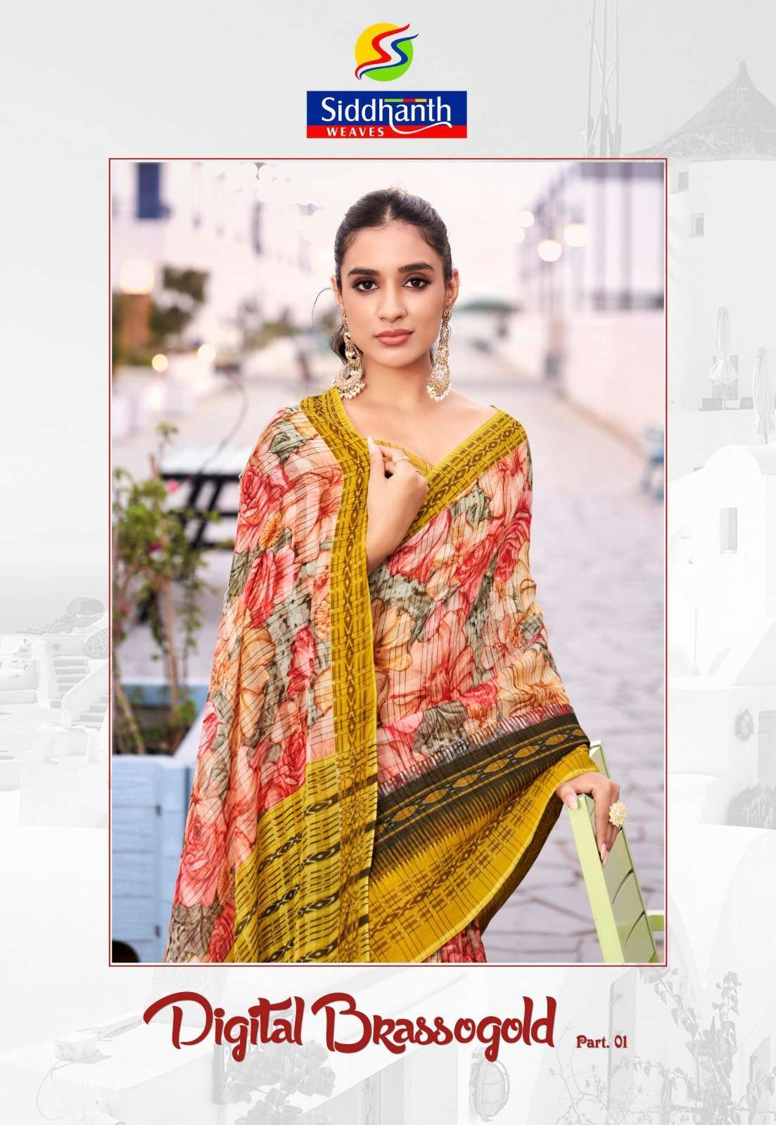 siddhanth weaves digital brassogold vol 1 series 85001-85008 cotton saree