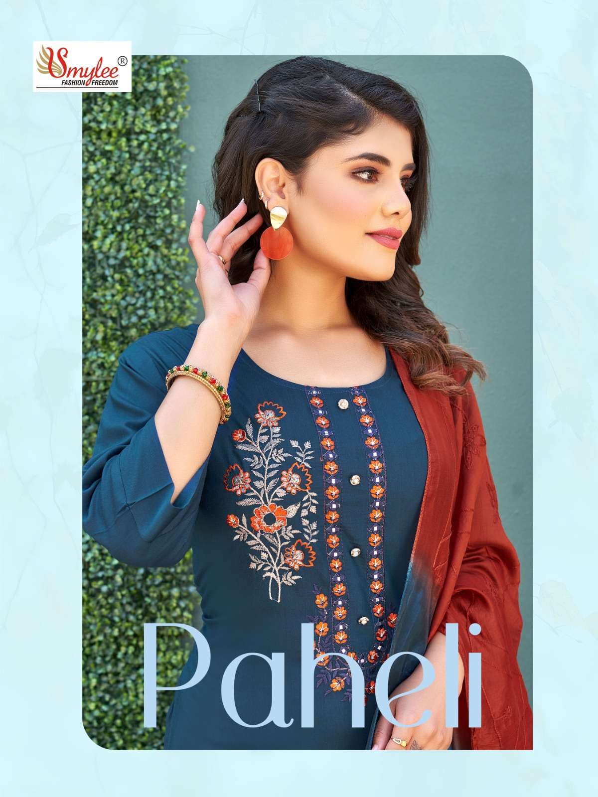 smylee paheli heavy silk embroidery readymade suit 