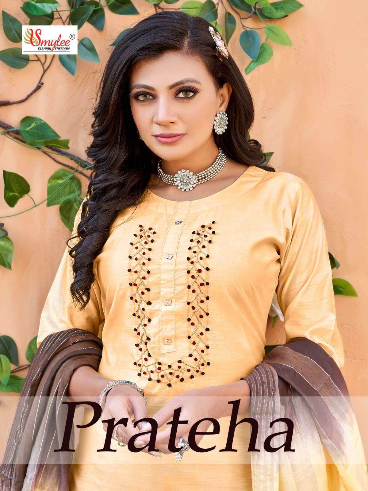 smylee prateha series 1001-1008 chanderi silk readymade suit 