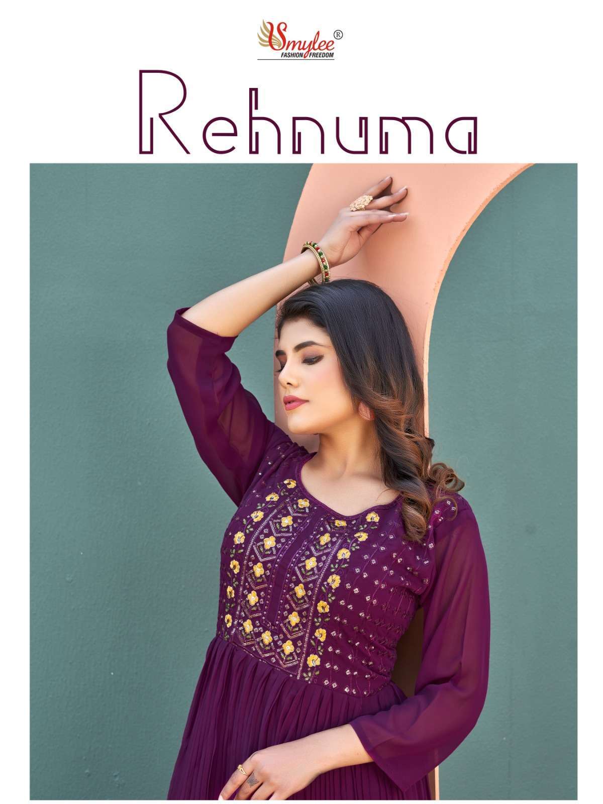smylee rehnuma heavy georgette embroidery kurti 