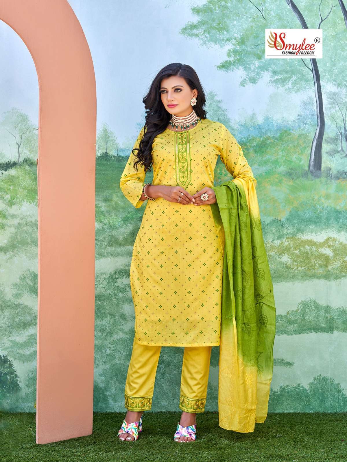 smylee sneha series 1001-1008 chanderi silk readymade suit 