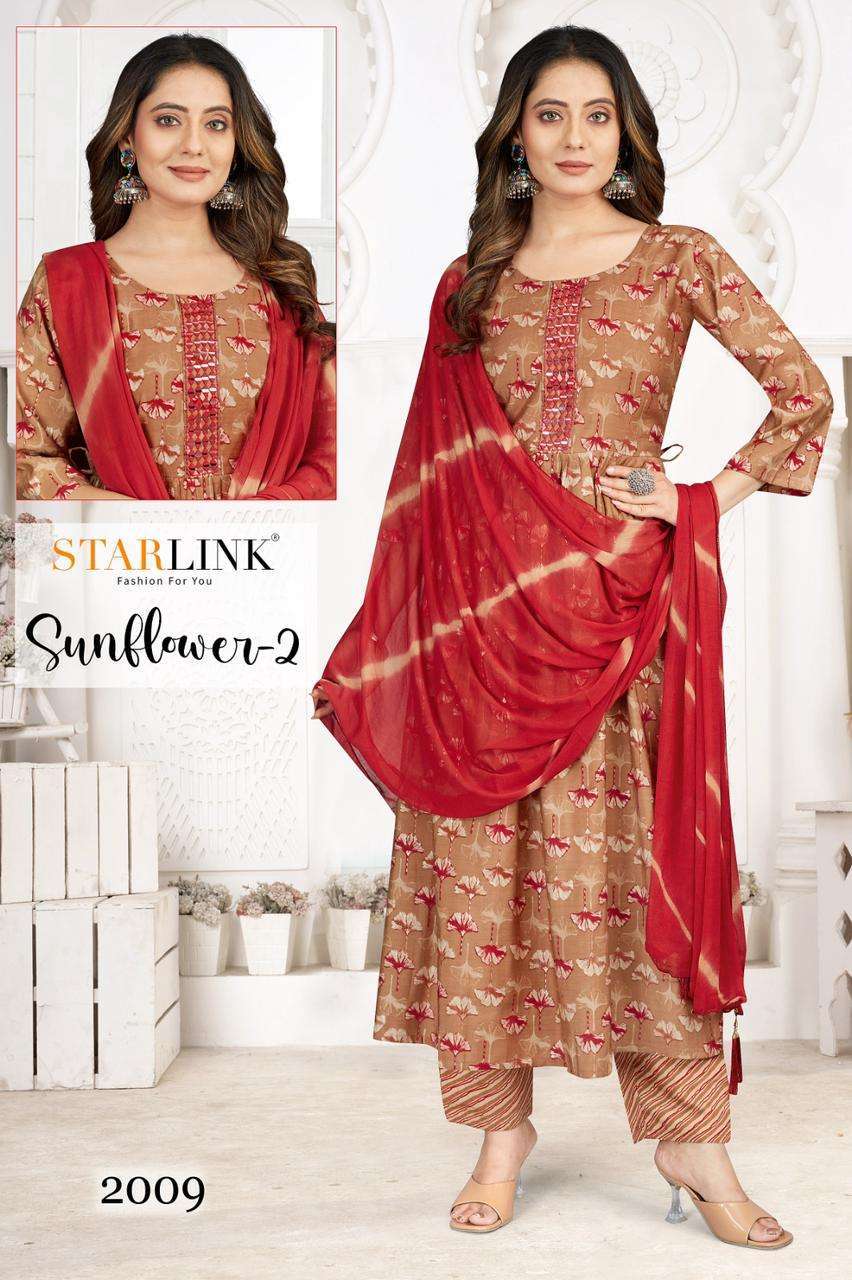 starlink sunflower vol 2 series 2001-2012 viscose chanderi silk readymade suit