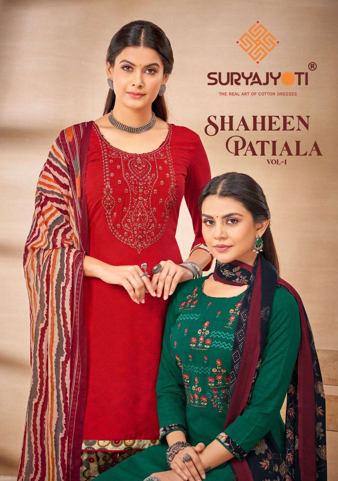 suryajyoti shaheen patiala vol 1 series 1001-1010 rayon suit