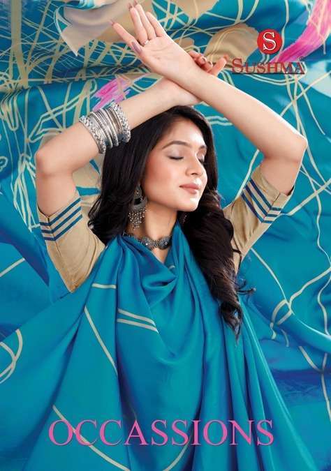 sushma occassions series 2501-2510 digital satin saree