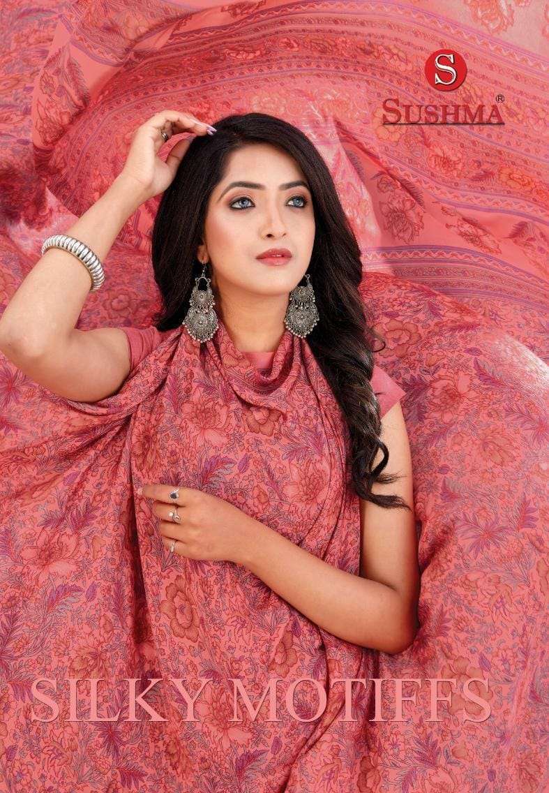 sushma silky motiffs series 2201-2208 crape saree