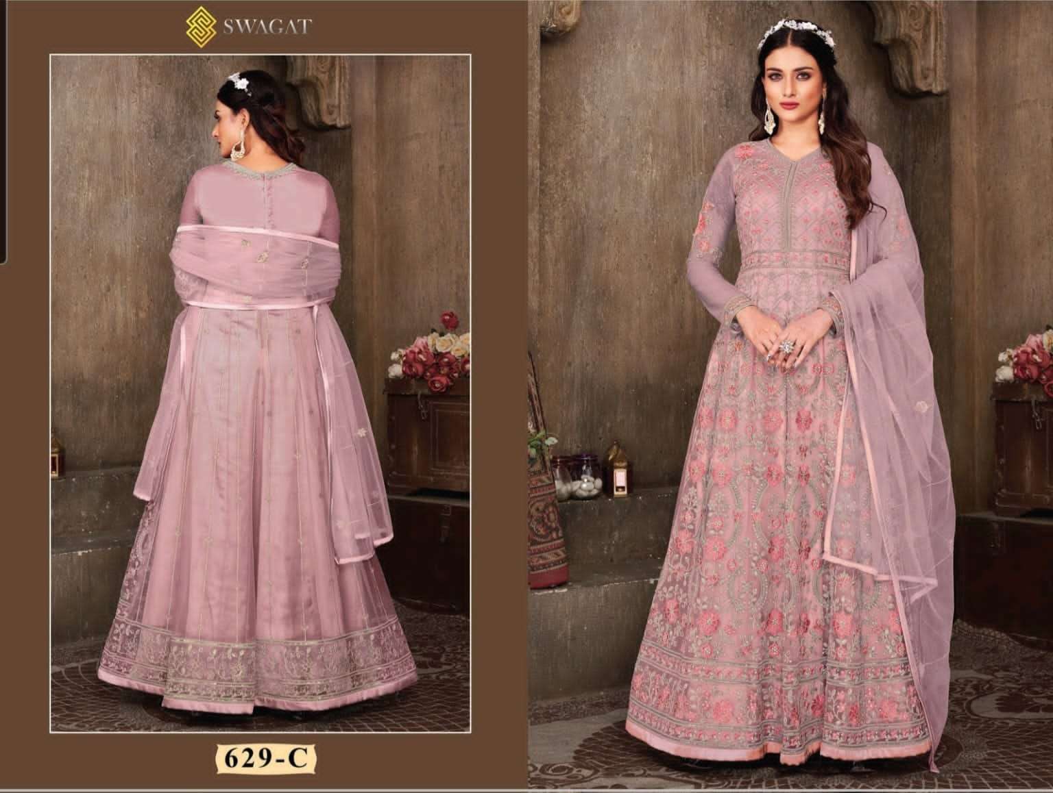 swagat violet D no 629 colours designer net suit 