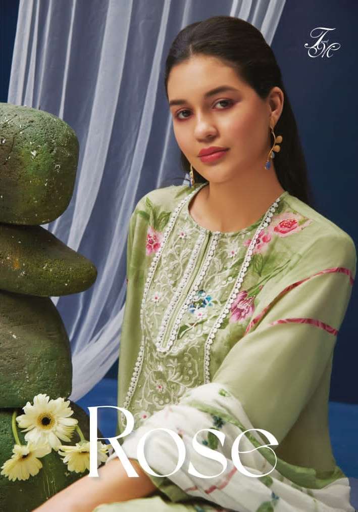 t and m designer rose pure linen pattern digital print suit 