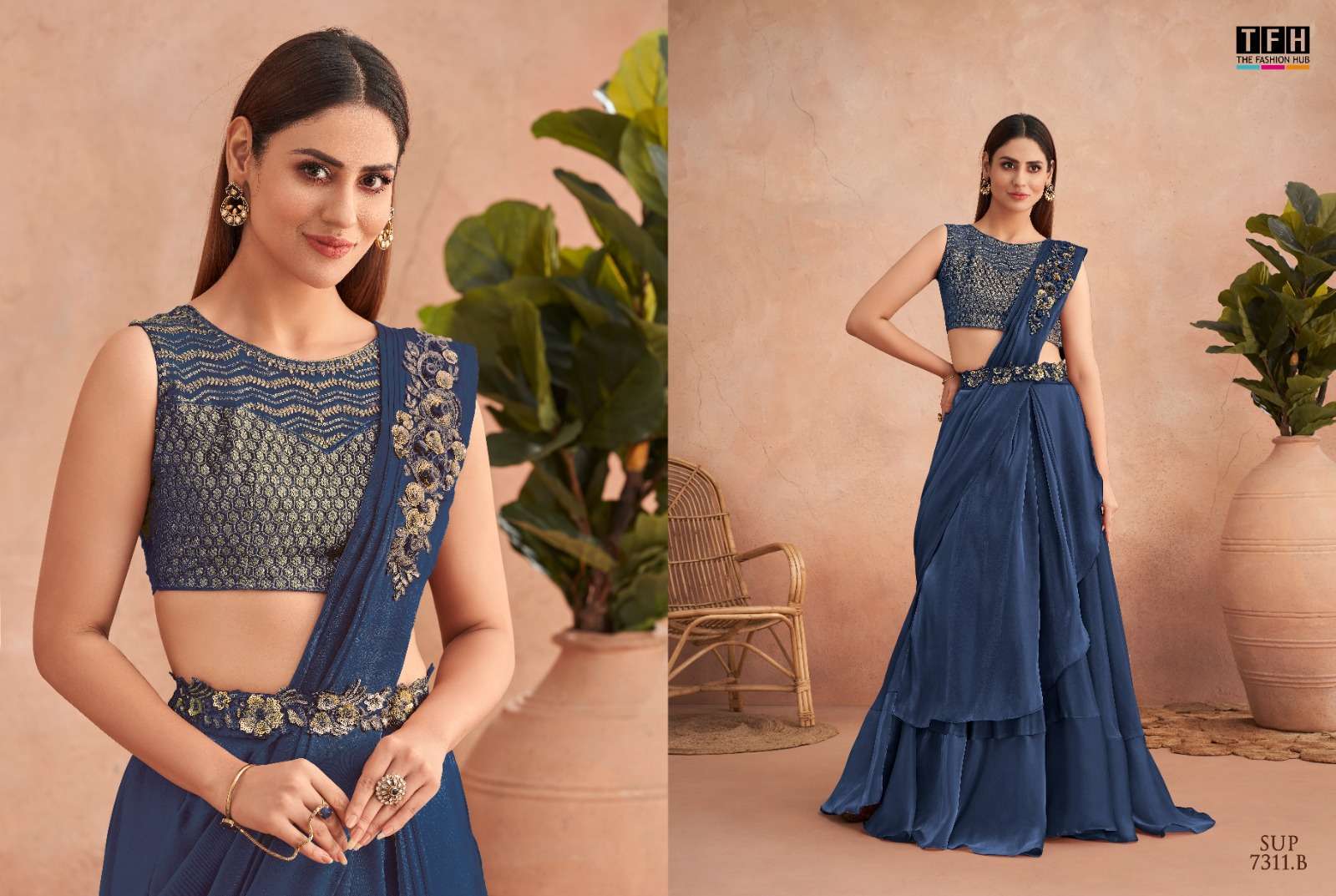 tfh super star 7311 colours fancy saree with belt 