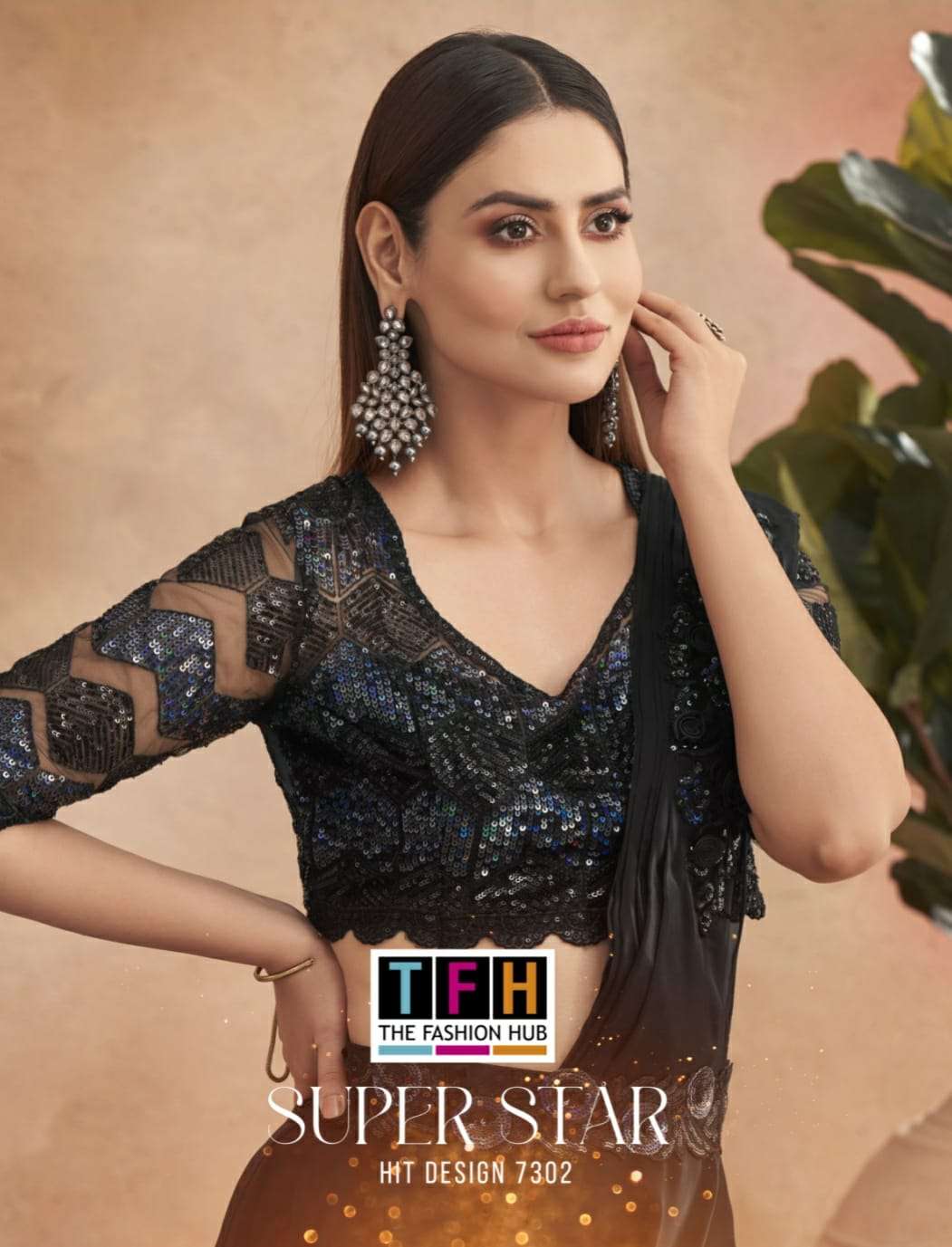 tfh super star hit designer fancy saree with belt 