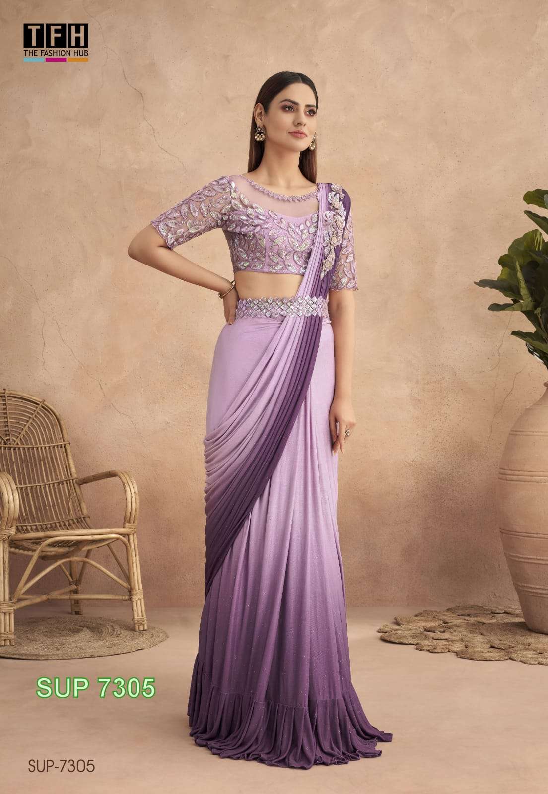 tfh super star hit designer fancy saree with belt s