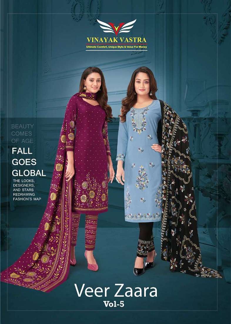 Vinayak Vastra Veer Zaara Vol-5 series 521-538 pure cotton suit 