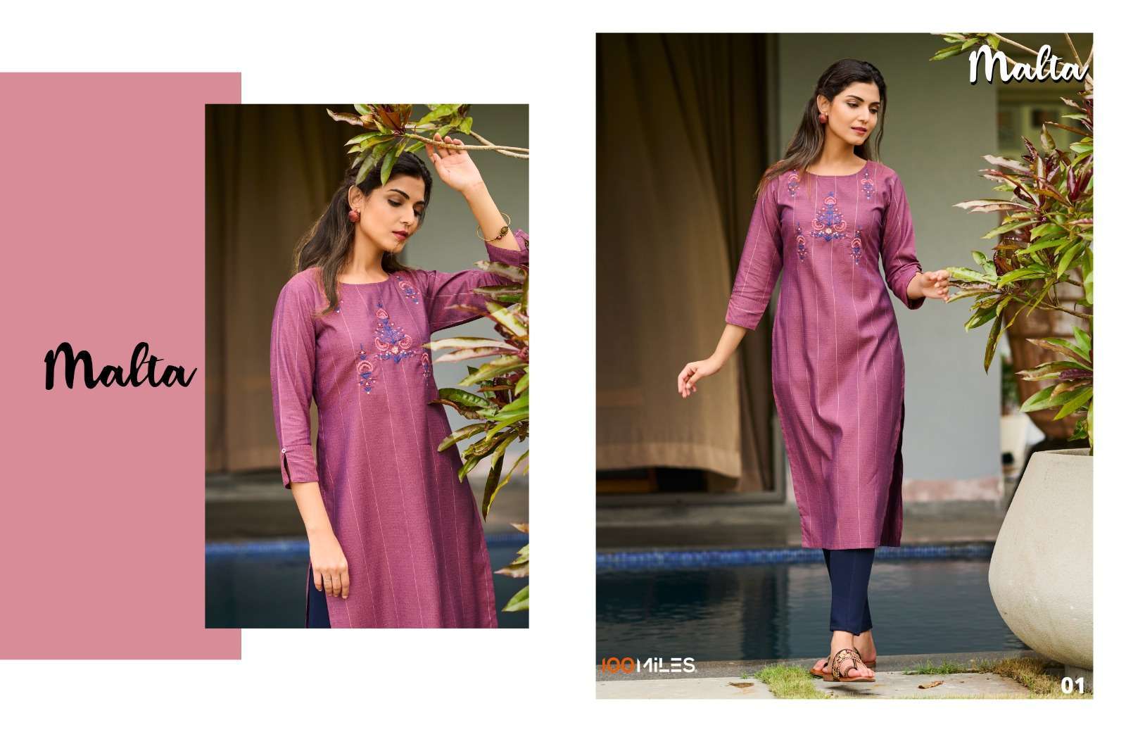 100 miles malta series 01-04 Blended Cotton kurti