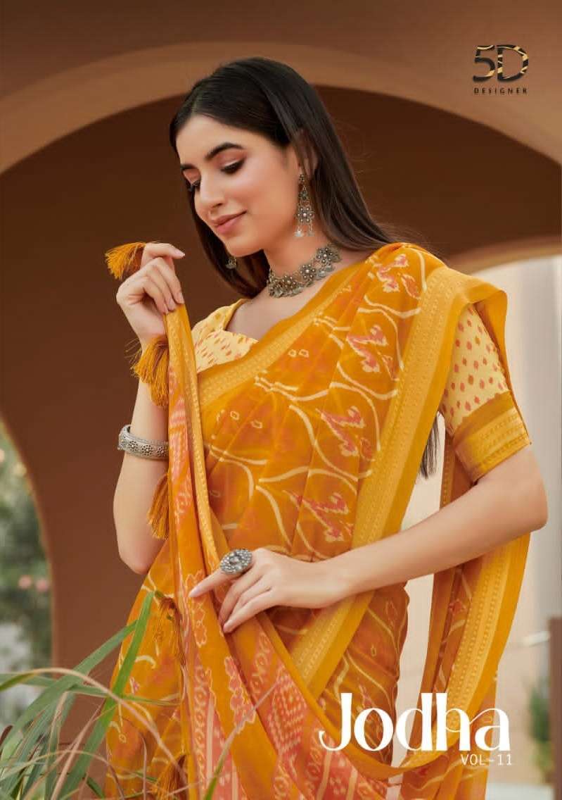 5d designer jodha vol 11 series 4251-4258 pure georgette saree