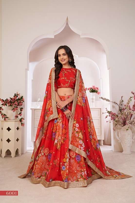 aawiya lotus floral collection series 6001 georgette lehenga