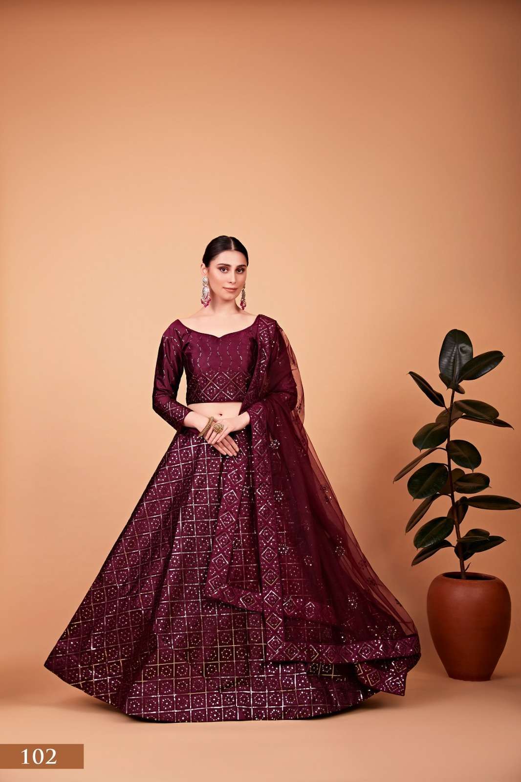 aawiya nayra vol 1 series 102 heavy tabi silk lehenga