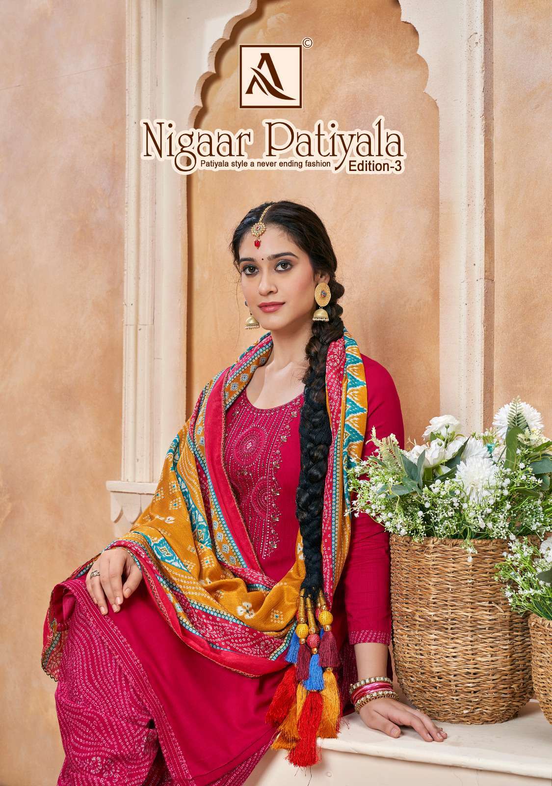 alok suit nigaar patiyala vol 3 series 1281001-1281010 Pure Viscose Reyon Slub suit