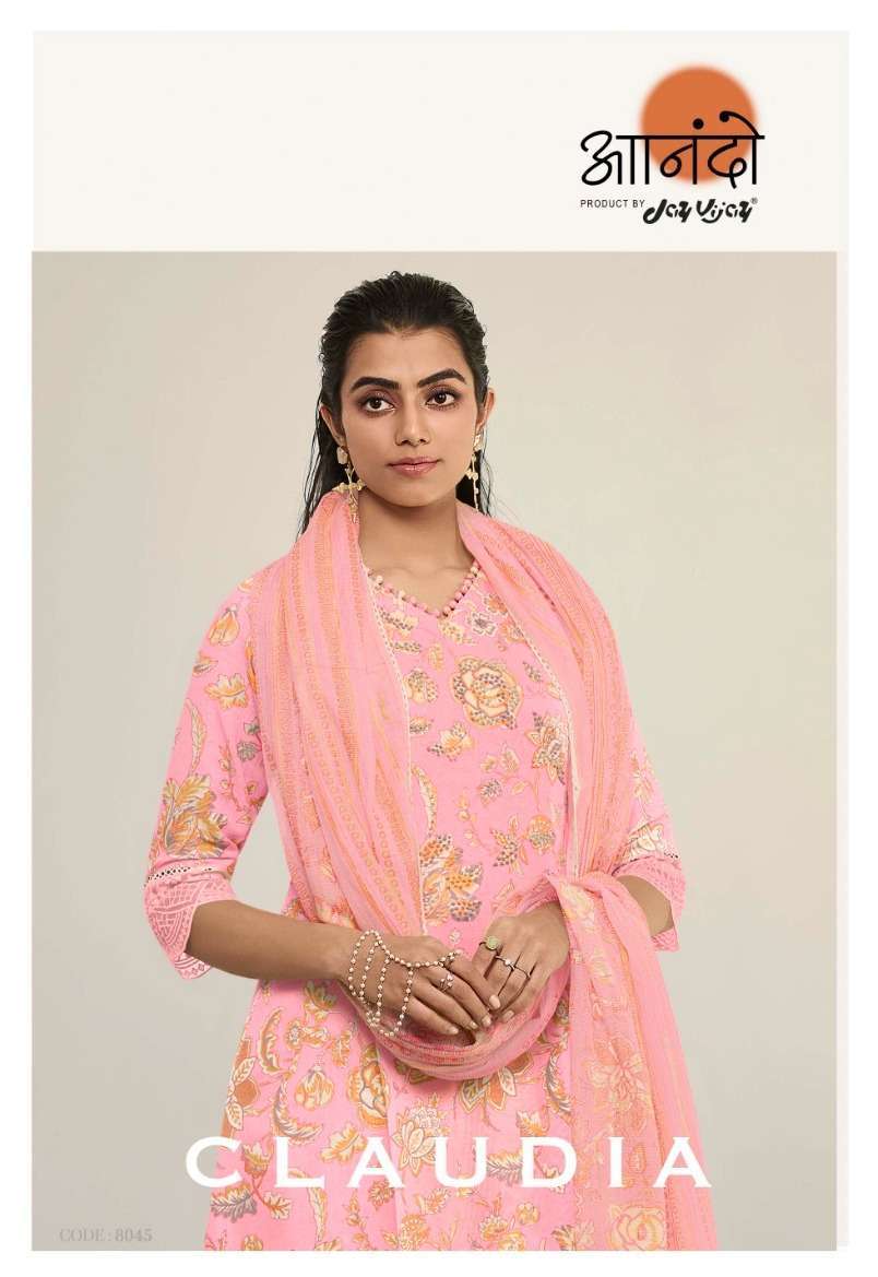 anando claudia 8045 pure linen digital print suit