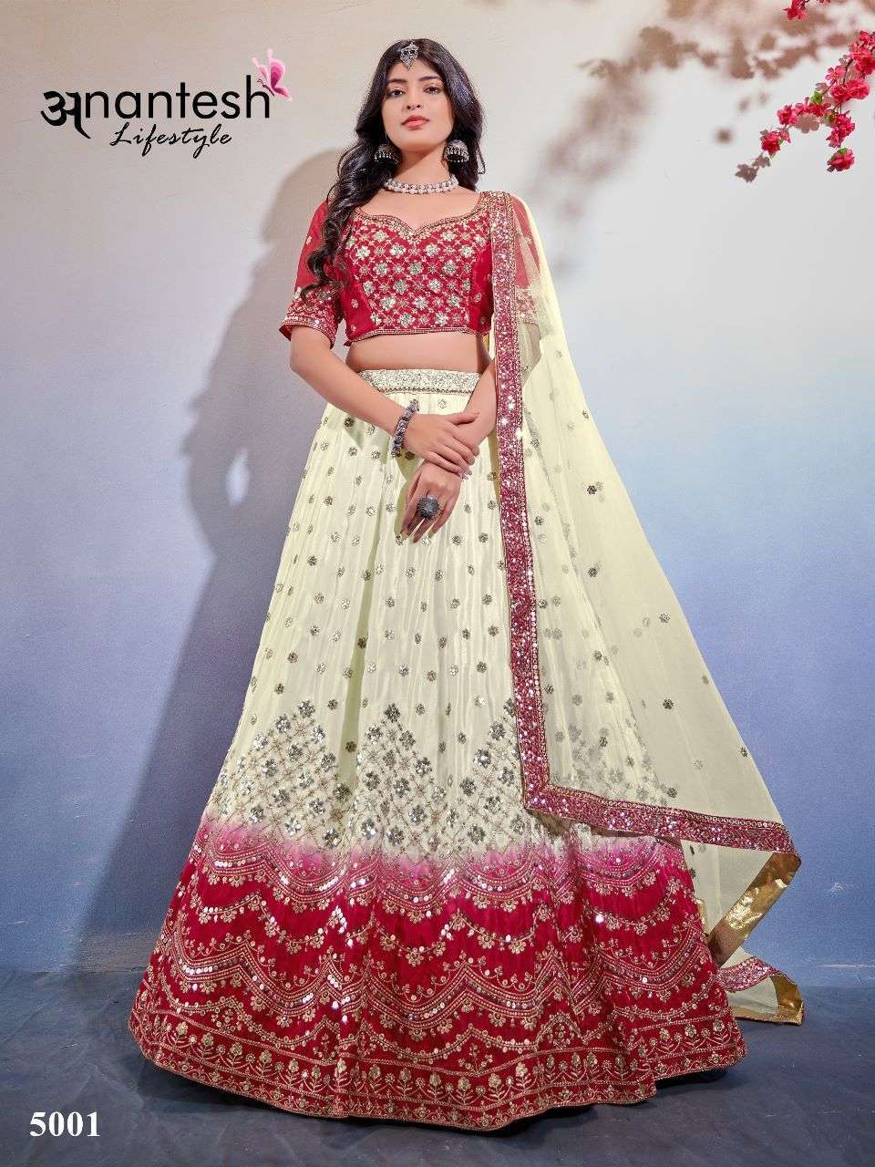 anantesh lifestyle occassion vol 1 series 5001-5002 premium chinon lehenga
