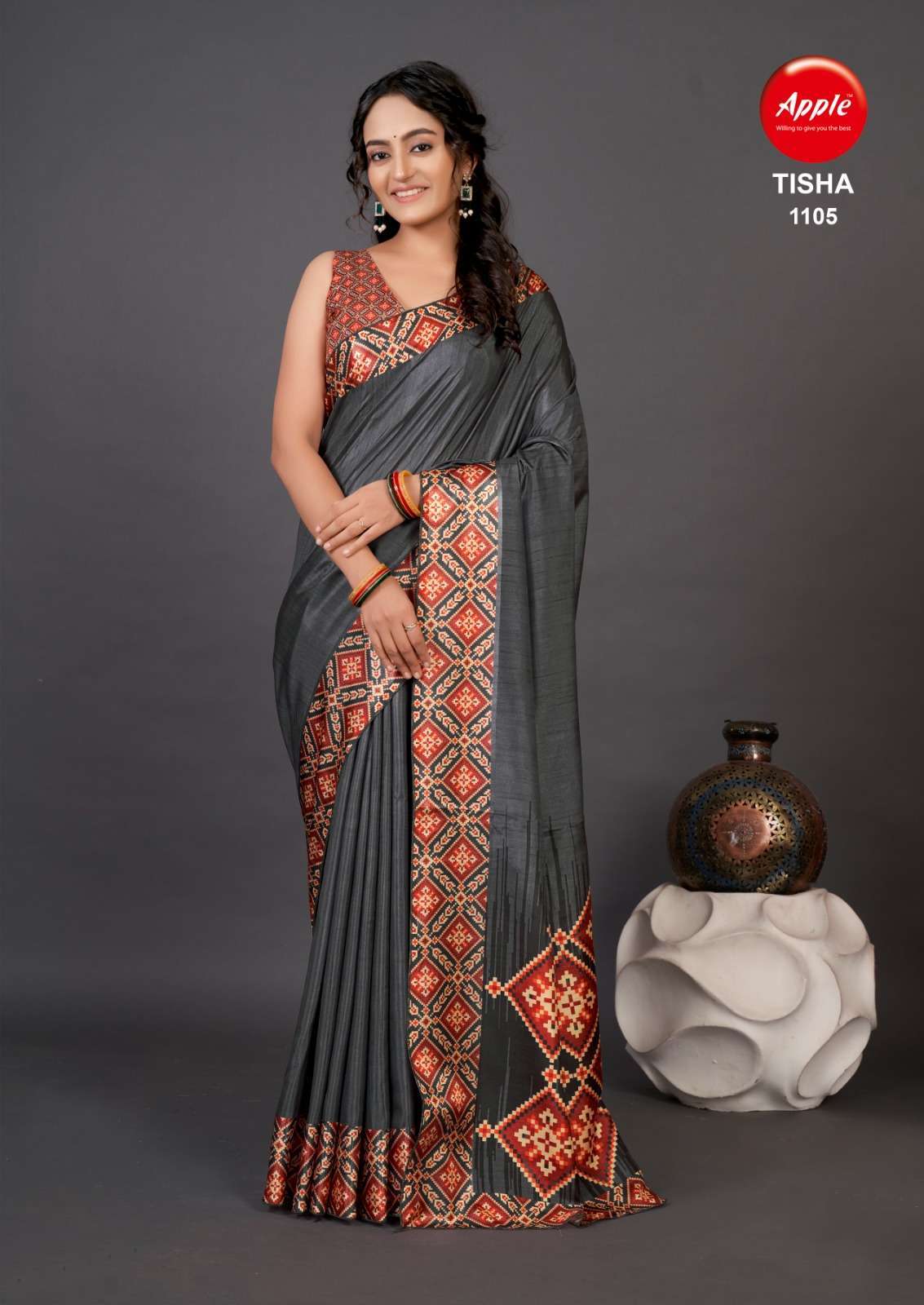 apple tisha vol 11 series 1101-1108 Dola Brt Patta saree