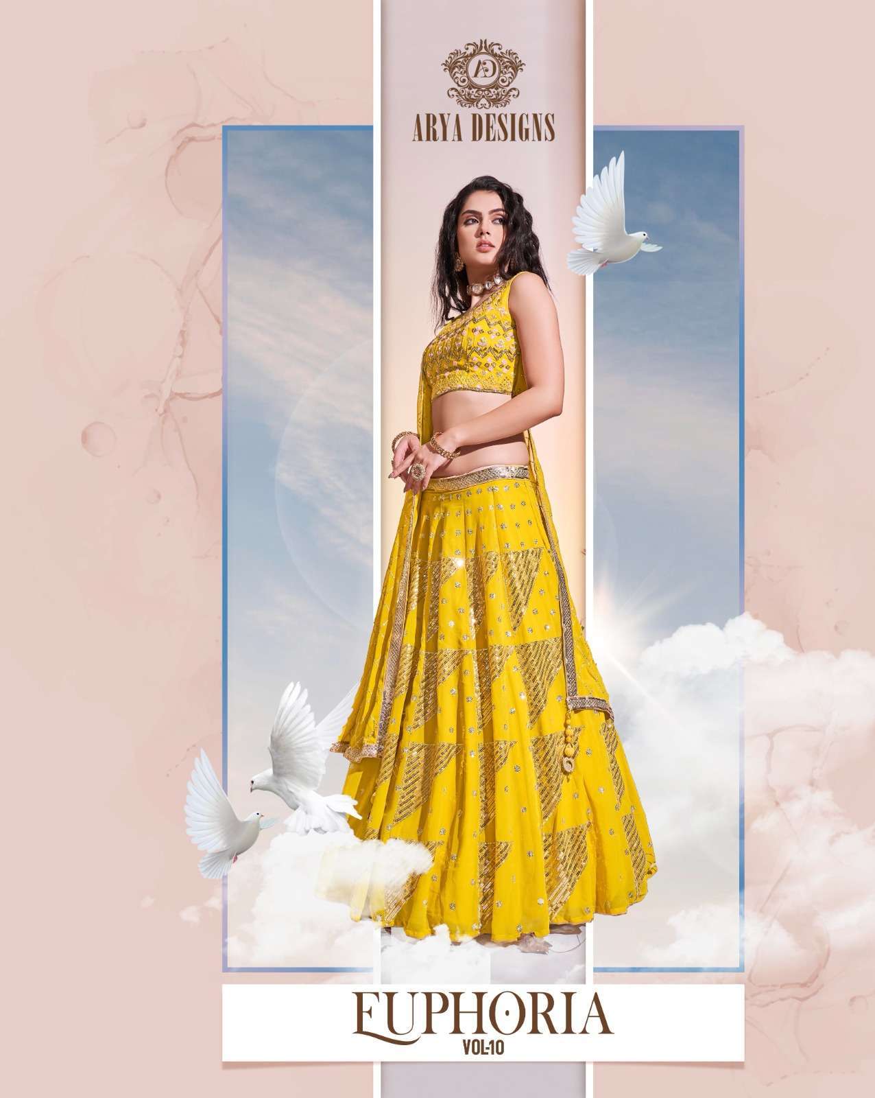 arya designs euphoria vol 10 series 61001-61003 georgette lehenga