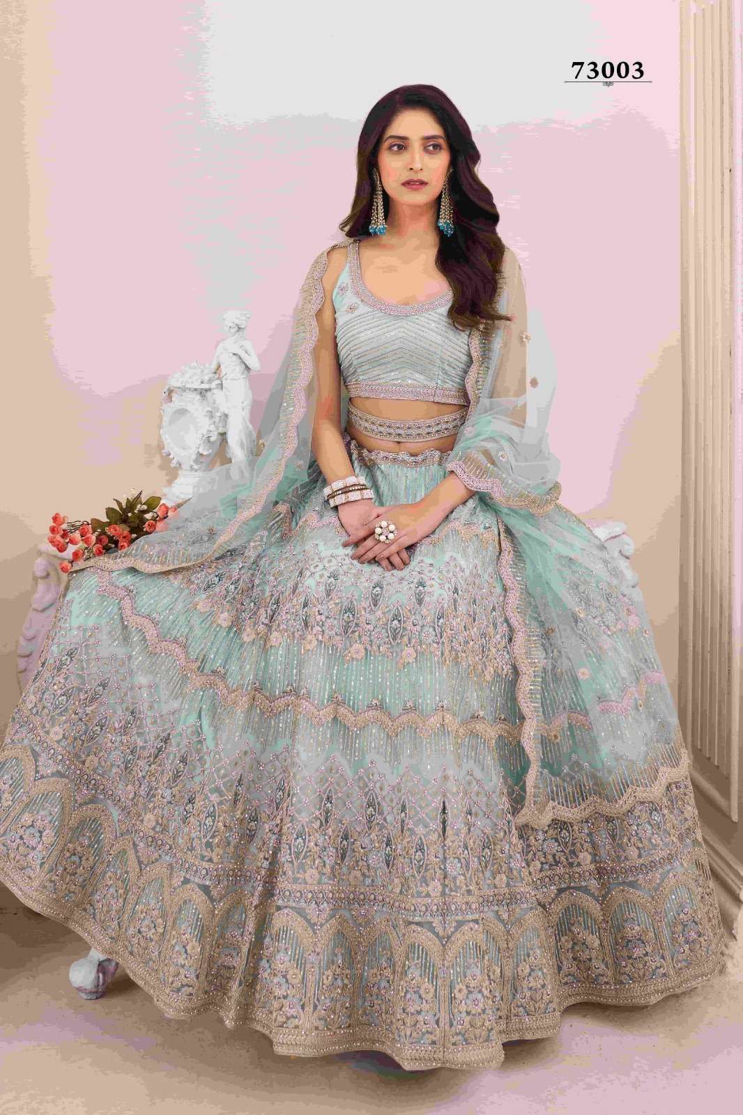 arya designs vol 47 series 73001-73006 soft net lehenga 
