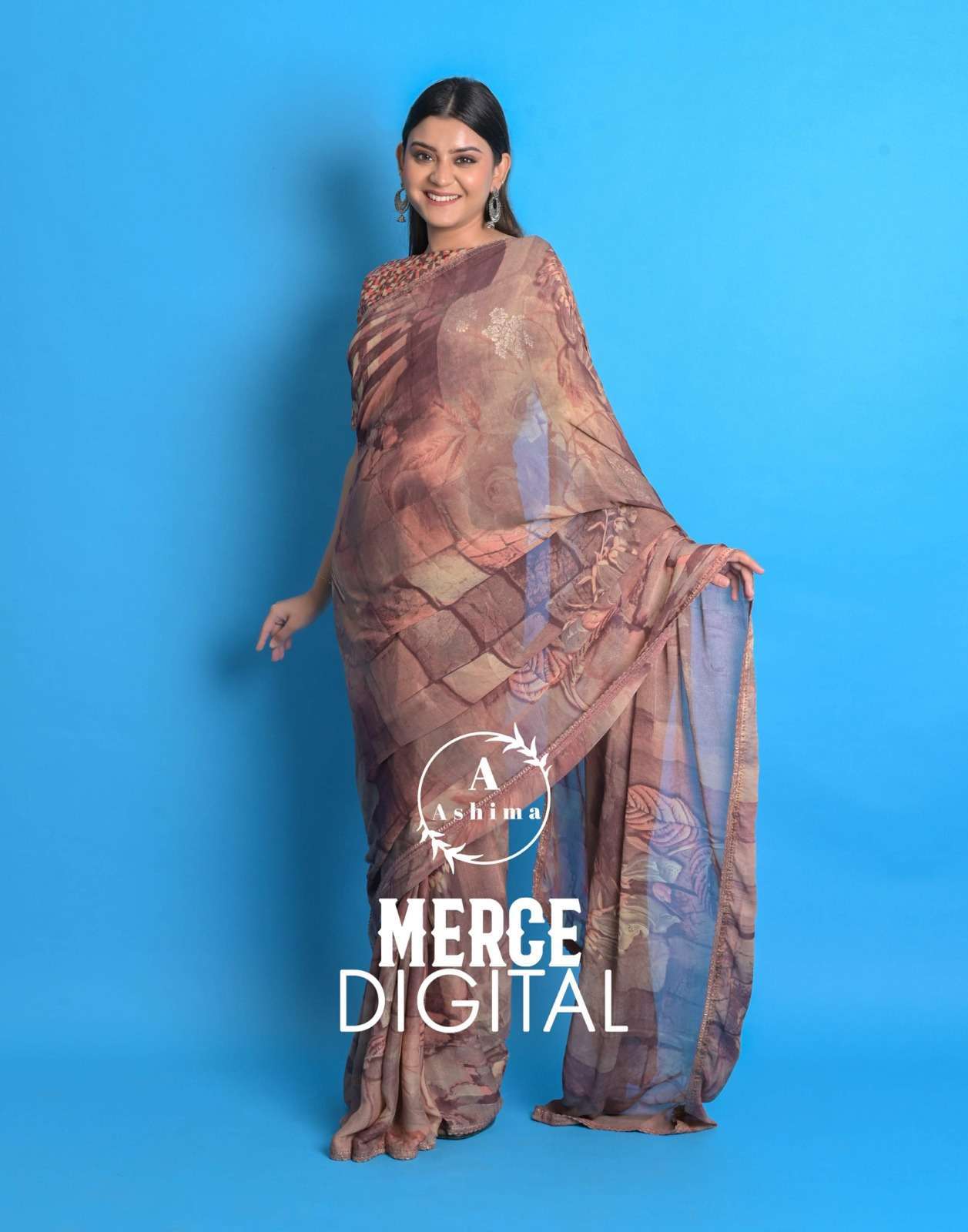 ashima merce digital series 8001-8008 dull moss saree