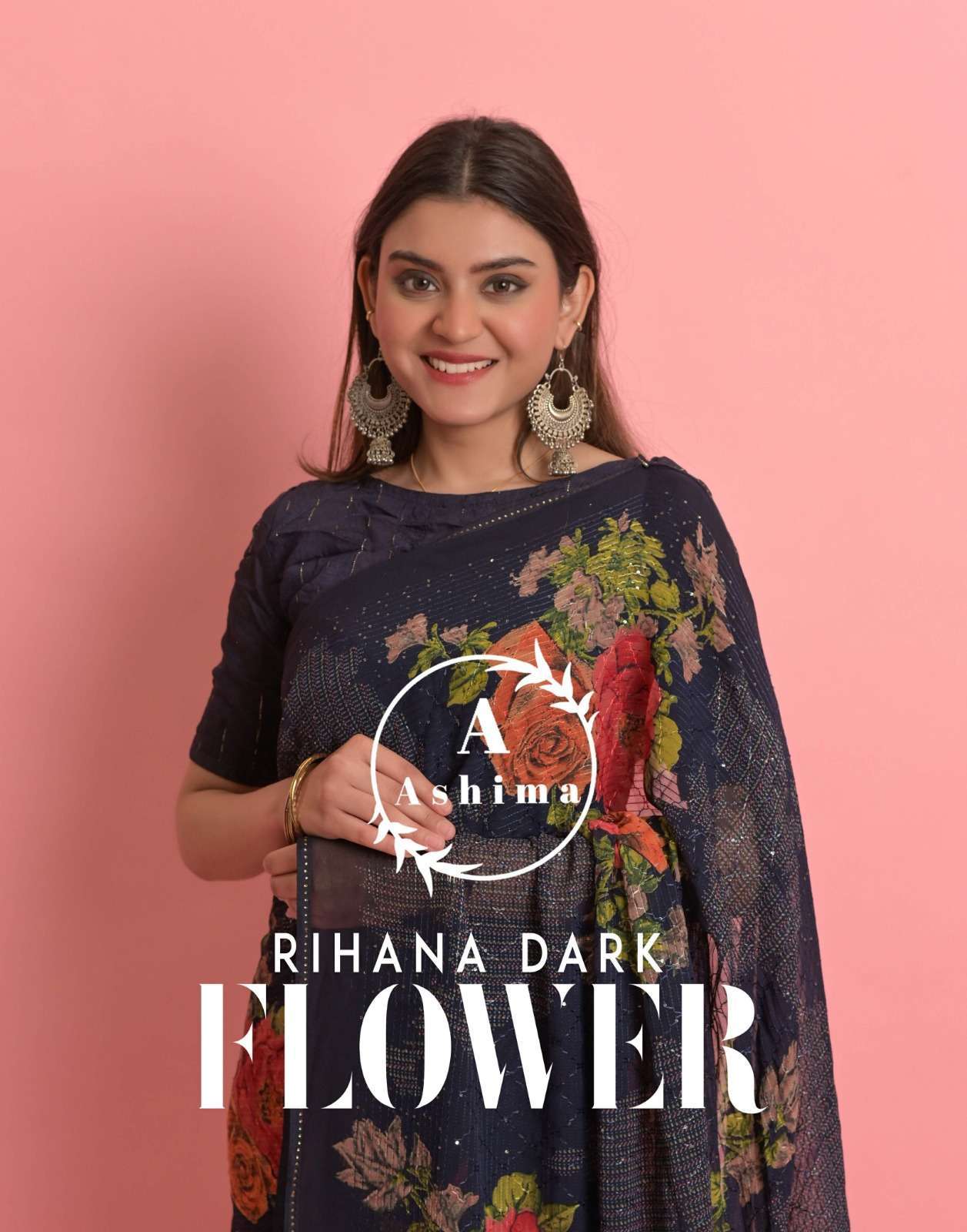 ashima rihaaaa dark flower series 7701-7708 Georgette saree
