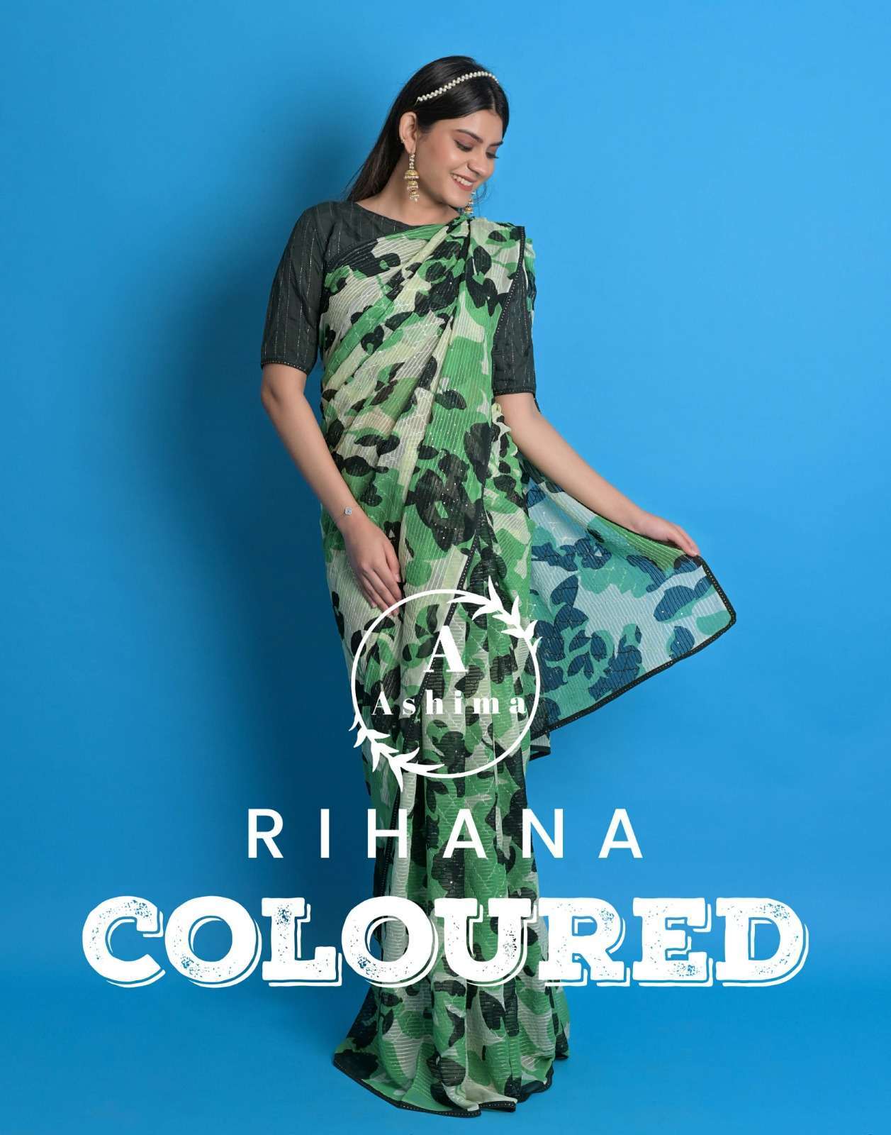 ashima rihana coloured series 7301-7308 Georgette saree