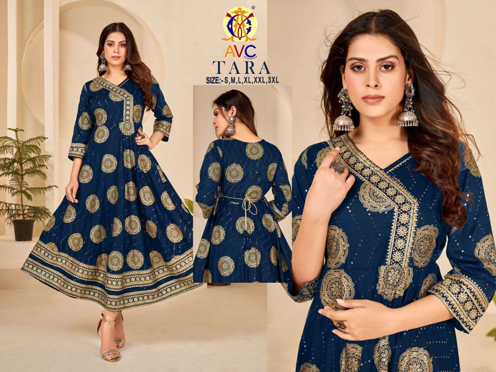 avc creation tara series 1001-1006 Rayon foil print kurti 