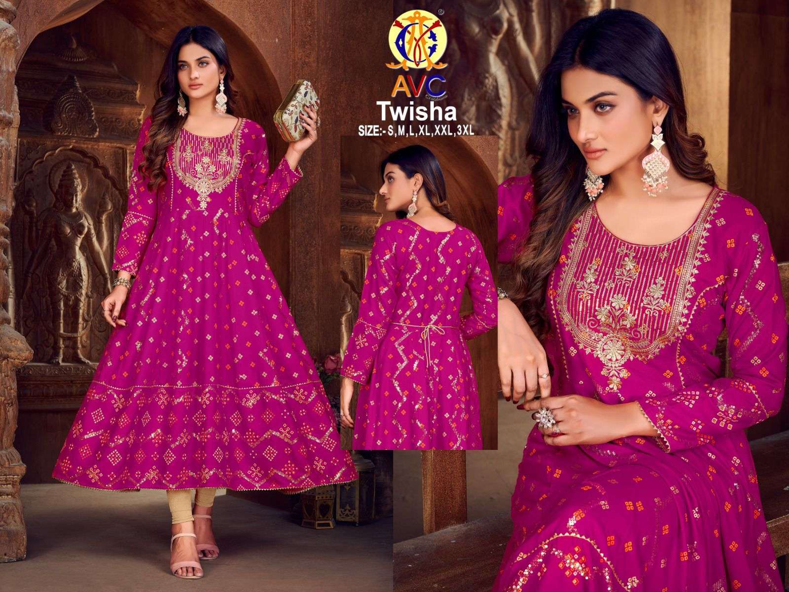 avc creation twisha series 1001-1006 Rayon foil Print kurti