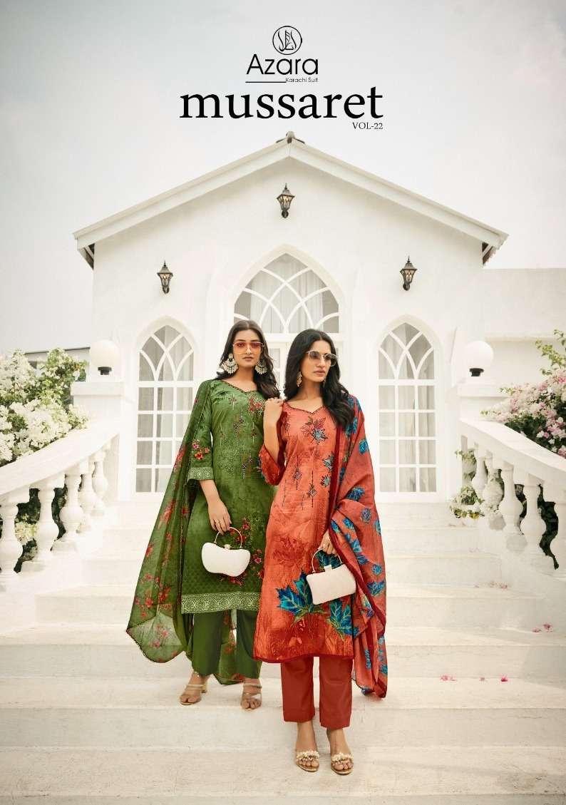 azara mussaret vol 22 series 56001-56008 pure camric cotton suit