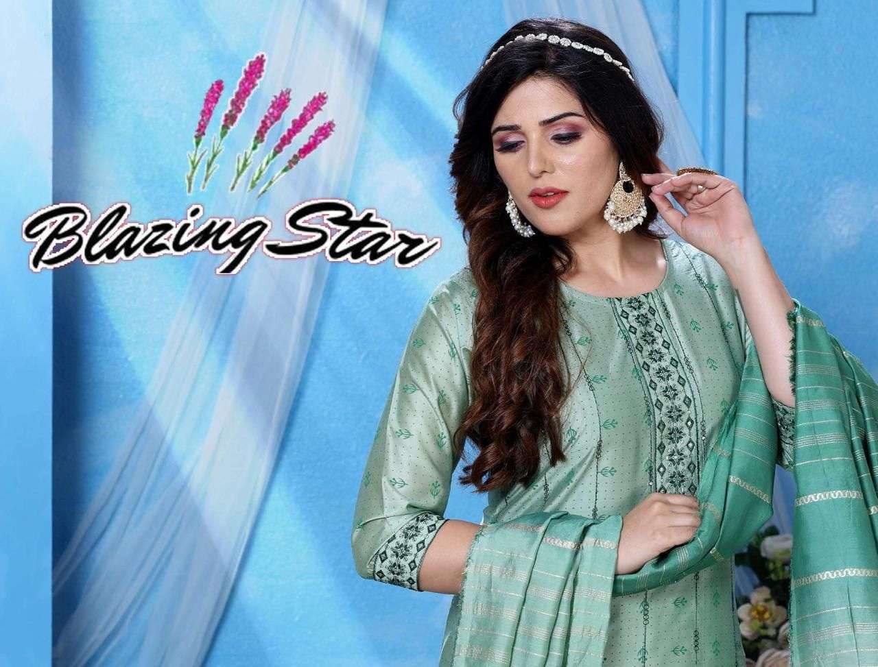 beauty queen blazing star series 16001-16006 Heavy Chanderi Silk suit 