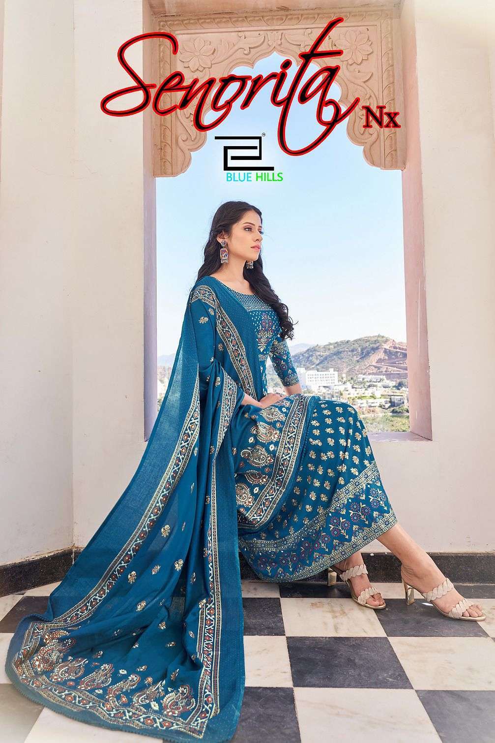 blue hills senorita vol 3 nx series 3001-3005 rayon 14 kg kurti with dupatta