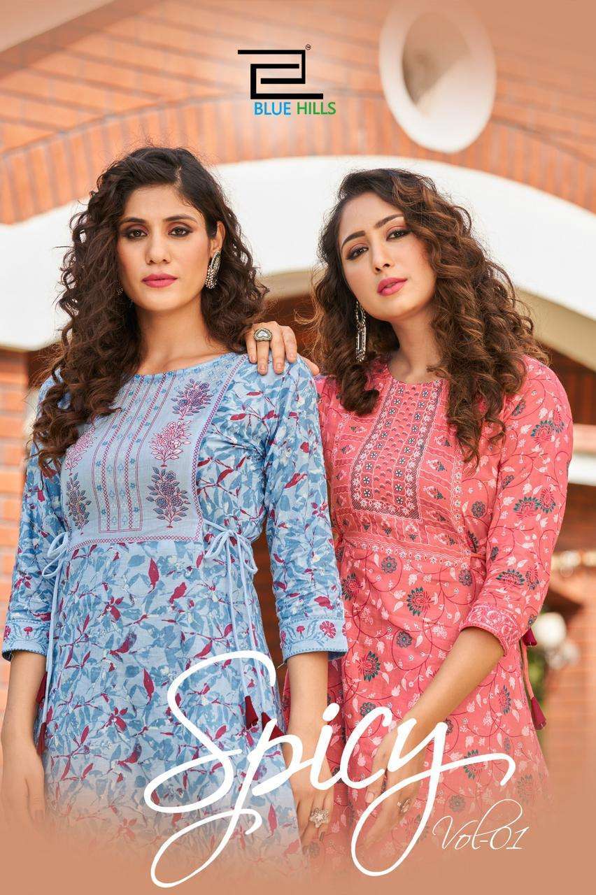 blue hills spicy vol 1 series 1001-1008 Cotton Camric Print kurti
