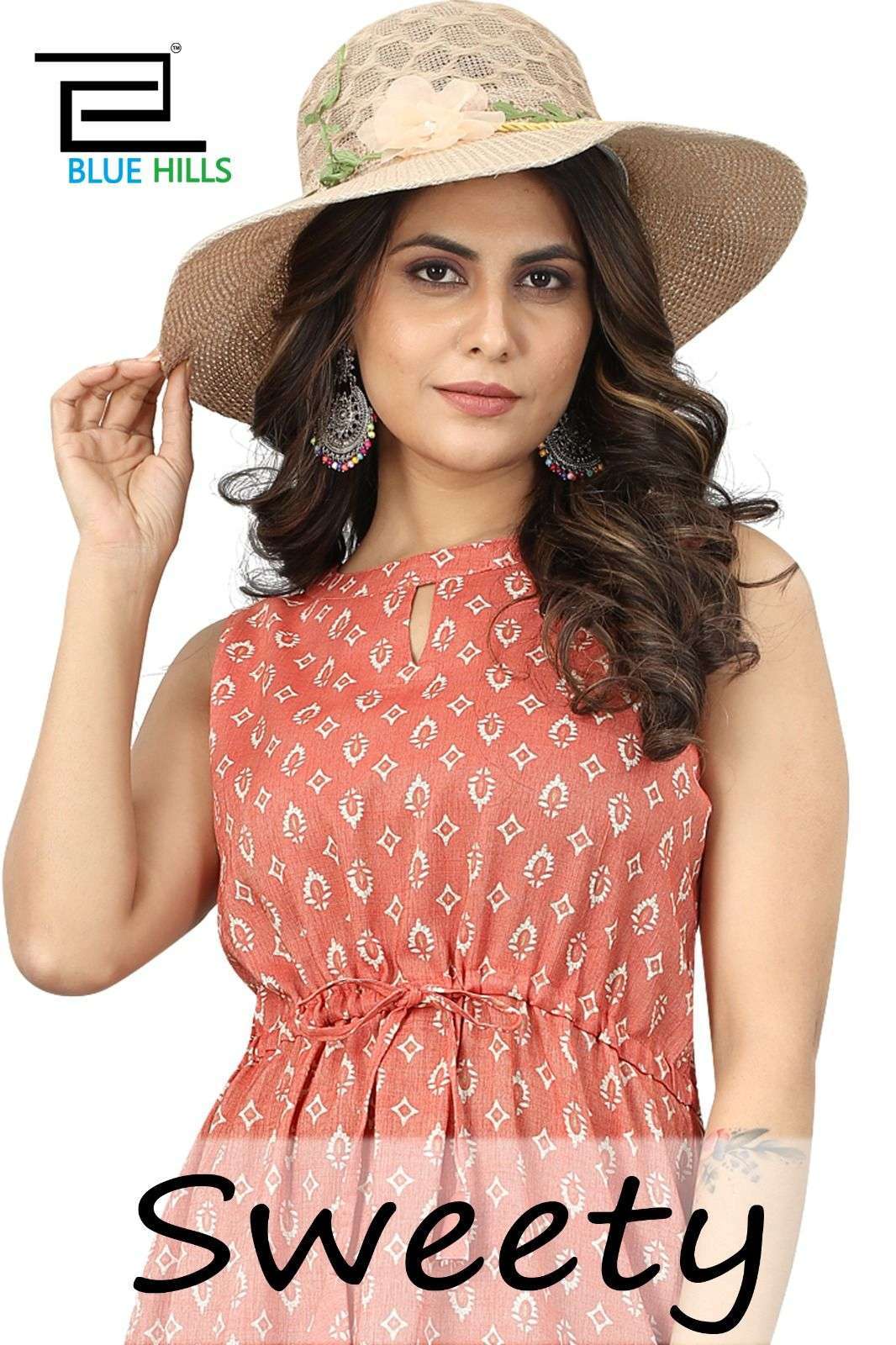 blue hills sweety series 101-102 Rayon print kurti with belt 