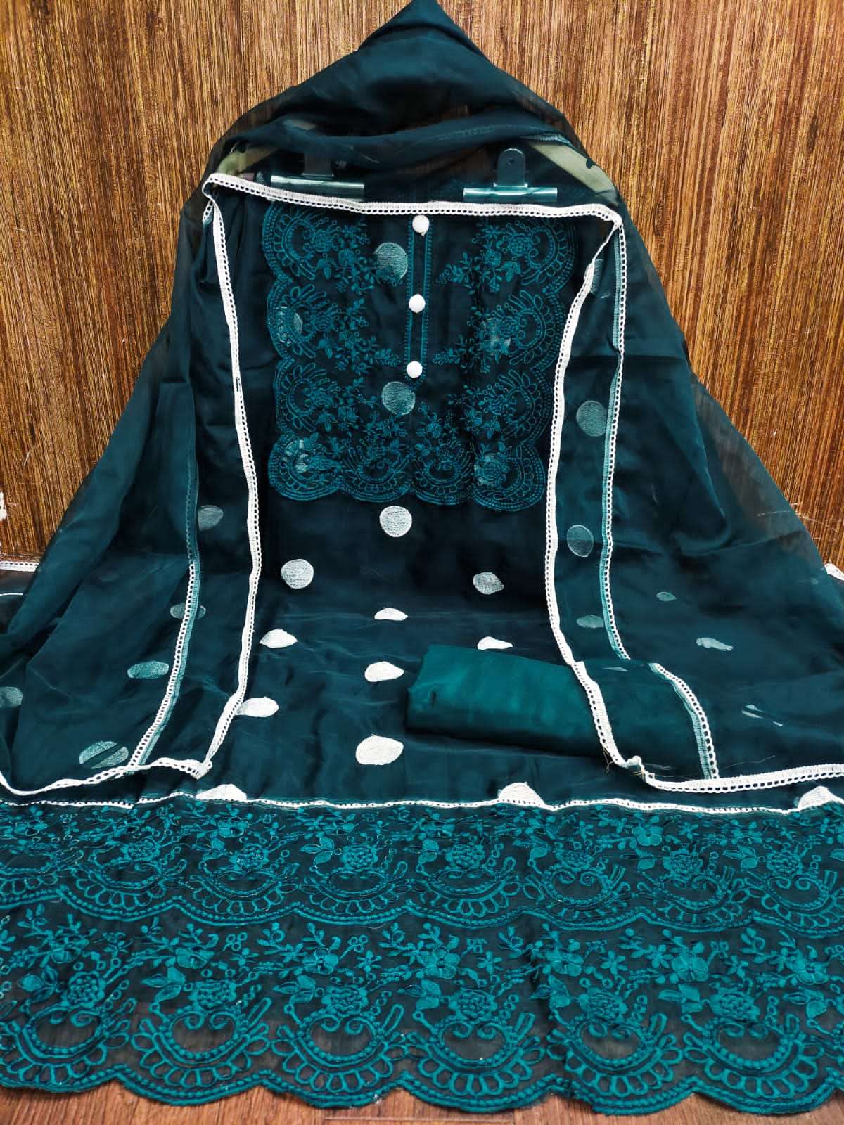 Bt-17 designer organza embroidery suit