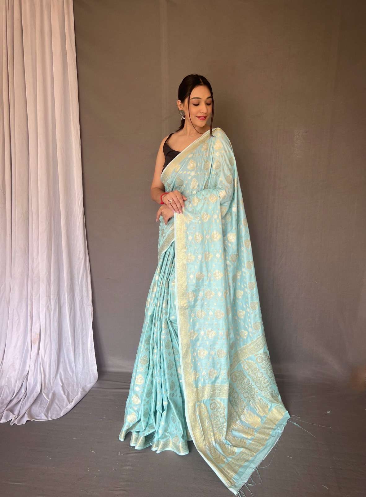 BT-53 designer pure muslim soft silk saree weaving gold design