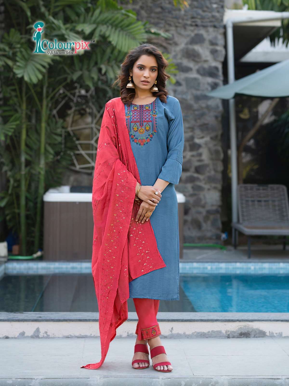 colourpix alveera vol 1 series 1001-1006 viscose rayon readymade suit