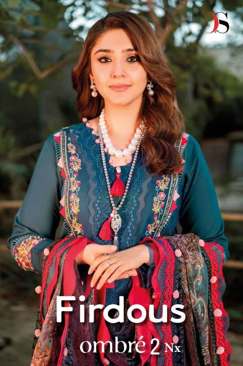 deepsy firdous ombre embroidered vol 2 nx series 3131-3135 Pure cotton suit