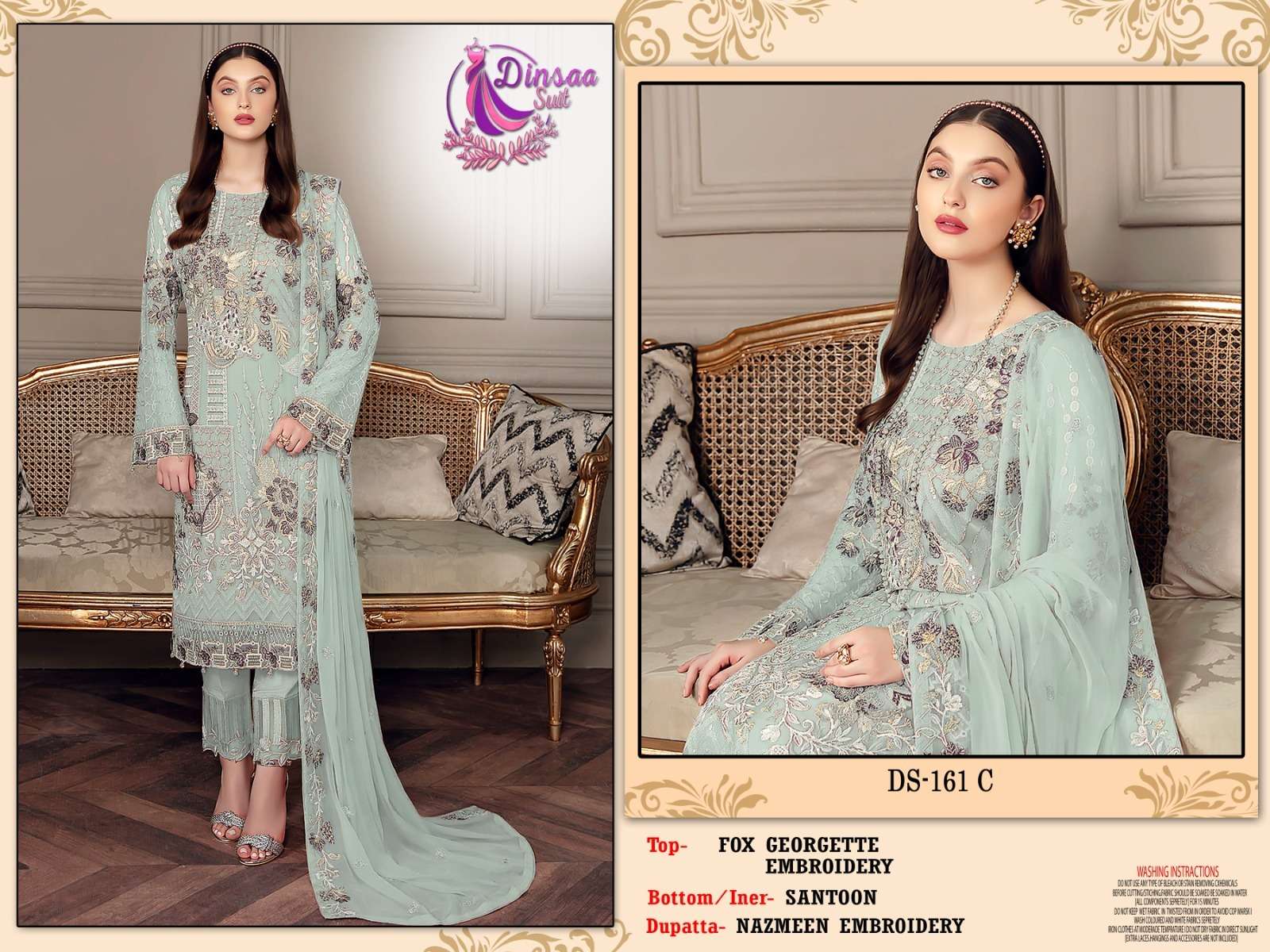 dinsaa suit DS-161 designer faux georgette suit 