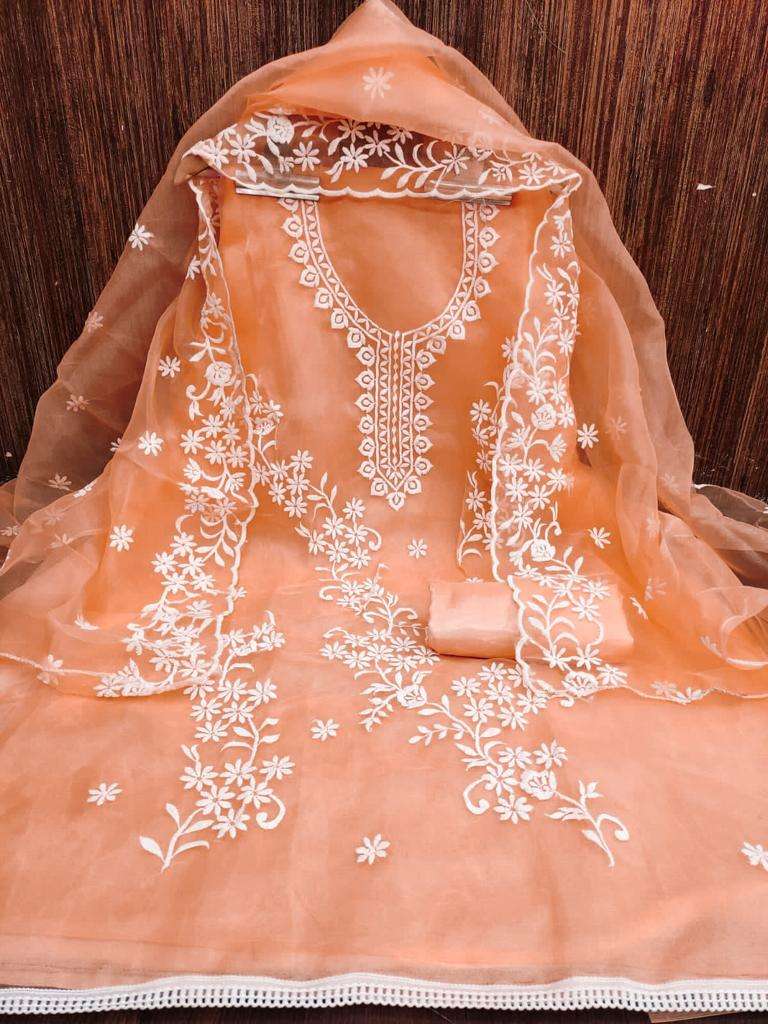 Dress material organza multi work suit 