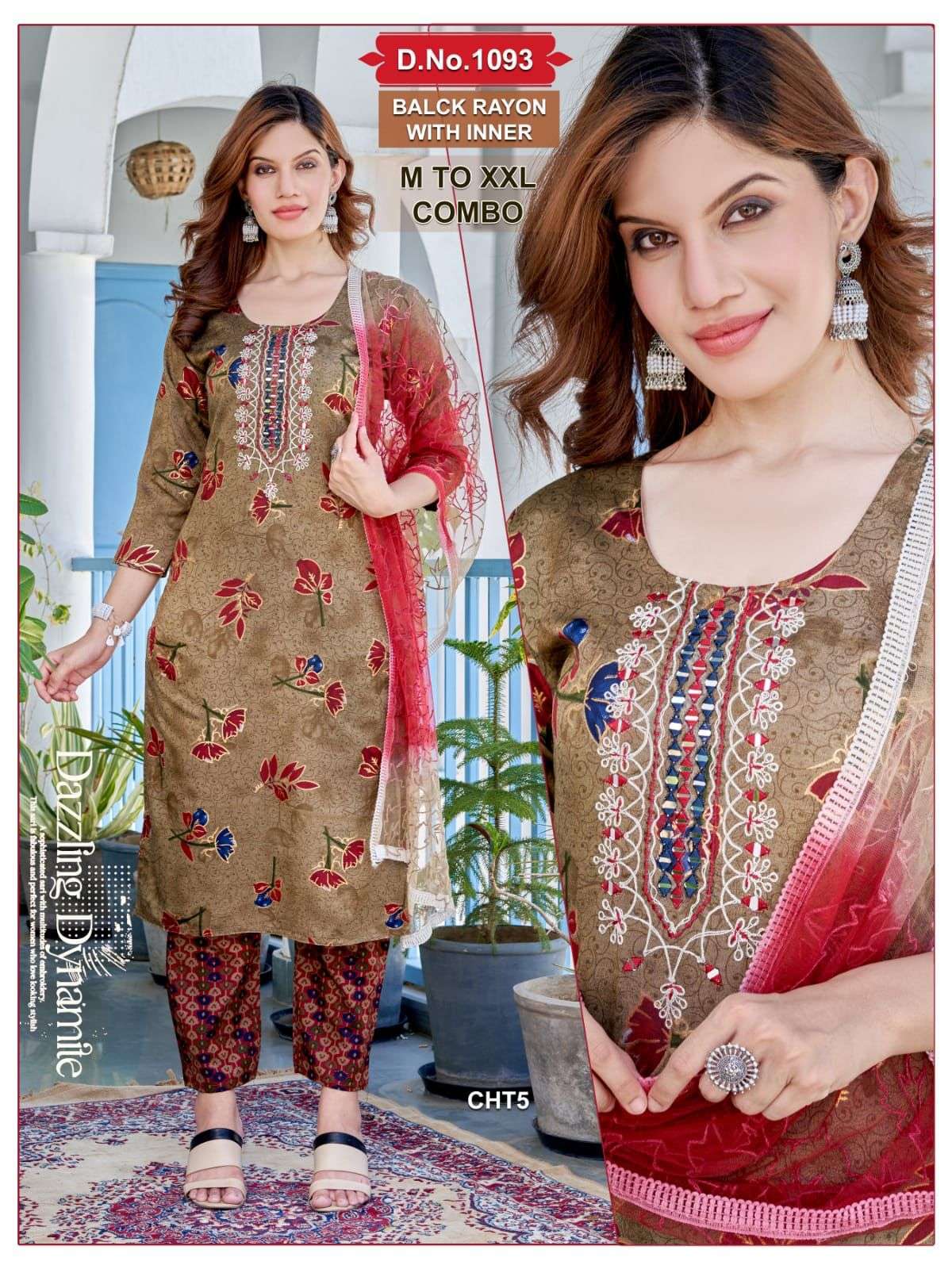 fashion talk 1093 combo black rayon readymade suit 